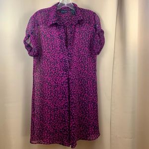 Voilet & Black short sleeve thigh high blouse